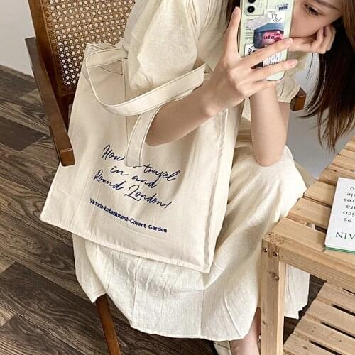 Travel In London Women Canvas Shoulder Bag Shopping Bags Students Books Tote Twill Weave Cotton Cloth Handbags For Ladies