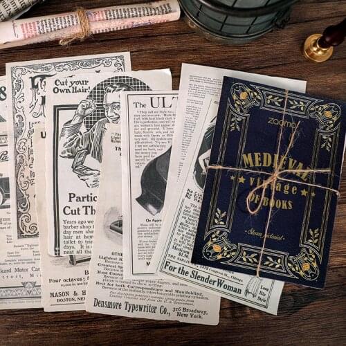 Simulation Book Page Material Paper, Streamer and Perishable Series, Retro Hand Account Decoration Base Paper 10 Sheets