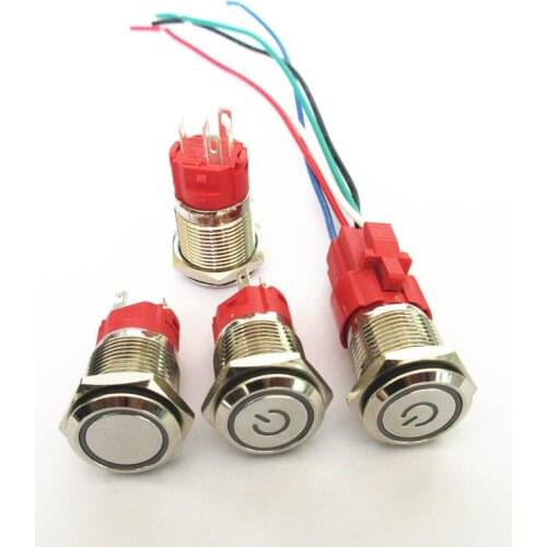 JYL165A 16mm Metal Button Power Supply Self-Reset LED Light Switch Self-Locking Circular Waterproof Point Switches 9V-24V 5A