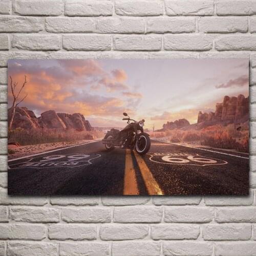 Route 66 and motor bike motorcycle artwork posters on the wall picture home living room decoration for bedroom KH896