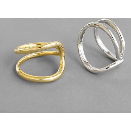 100% 925 sterling silver double layer line rings for women jewelr, fashion adjustable engagement ring gifts silver 925 jewelry