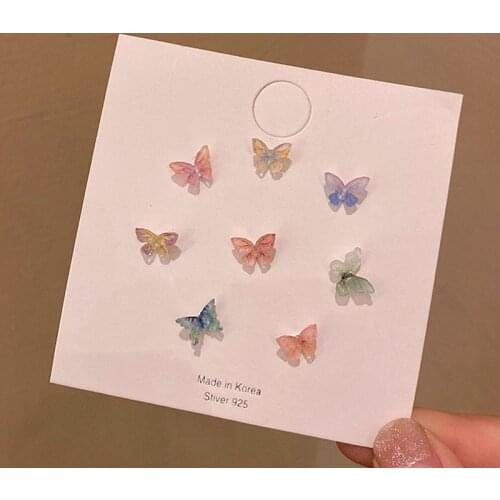 Fashion Fairy Stereo Butterfly Earrings Set Combination Small Simple Design Hypoallergenic Earrings for Women