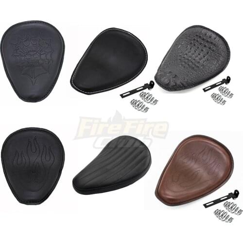 3" Spring Solo Bracket Seat PU Leather Motorcycle For Harley Chopper Bobber Custom