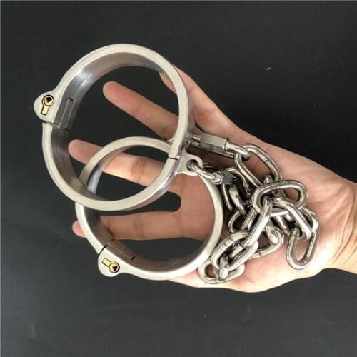 Stainless Steel Lockable Neck Collar Hand Ankle Cuffs Slave BDSM Tool Bondage Handcuffs Leg Irons Restraints Sex Toy For Couples