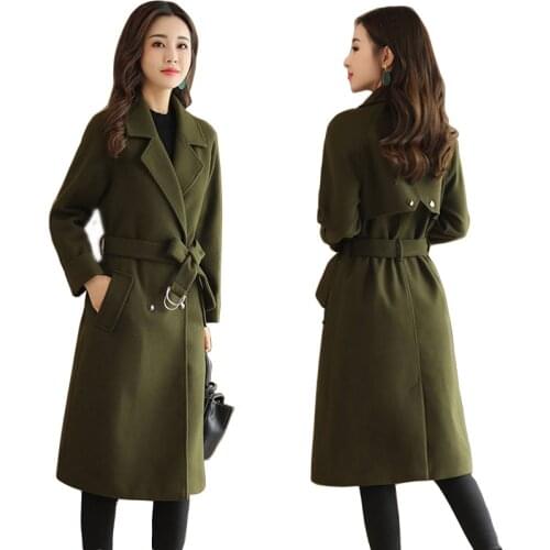 New 2021 Blends Woolens Overcoat Female Coat Autumn Winter Coats And Jackets Women Plus size Coat Womens Wool Coats Long Tops