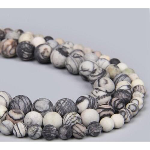 Original Natural Matte Black White Mineral Picasso Jaspers Gem Stone Beads For Jewelry Making Bracelet Necklace Accessories Bead