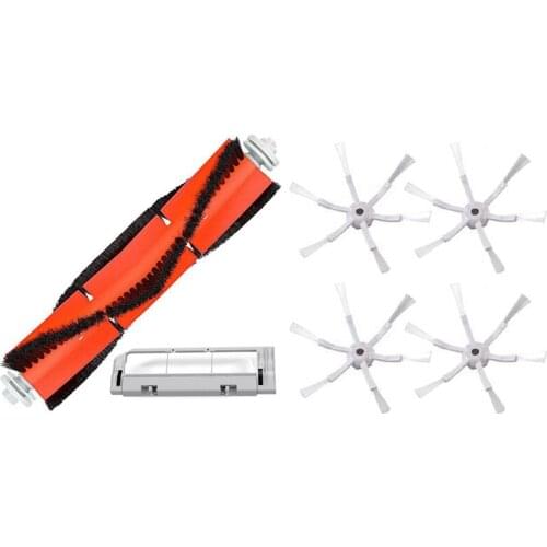 For Xiaomi Roborock S50 S51 S55 S5 S6 Main Brush Main Brush Cover & White 6 Arms Side Brush
