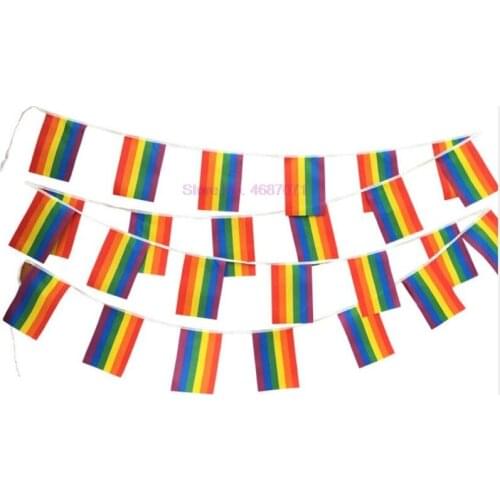 By DHL 30sets 25pcs/set 14cmx21cm d Rainbow string flag Cheerleading pompom
