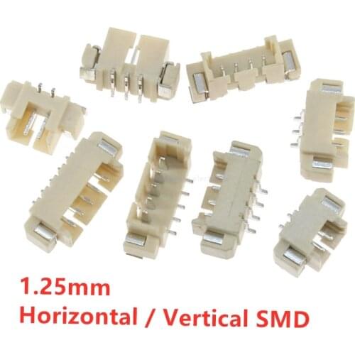 10PCS 1.25mm Connector Horizontal SMD Vertical/right Angle Type Male JST Socket Connector 2/3/4/5/6/7/8/9/10/12P