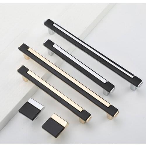 Modern Wardrobe Handle Nordic Drawer Wine Cabinet Door Handle Black Chrome Square Furniture Handle Hardware