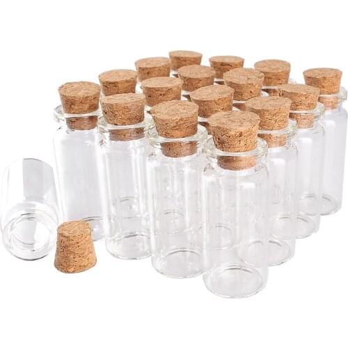 100pcs 10ml Size 22*50*12.5mm Mini Glass Perfume Spice Bottles Tiny Jars Vials With Cork Stopper pendant crafts wedding gift