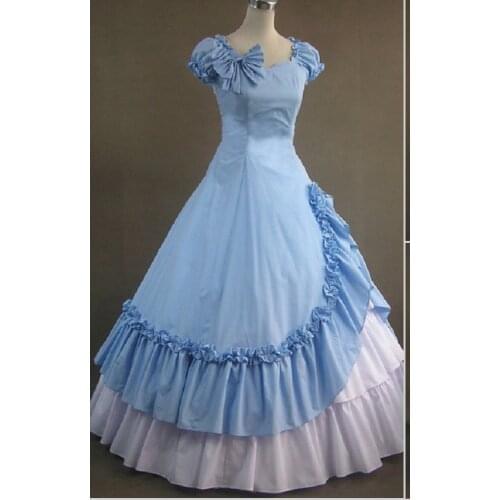 Light blue ruffle bowknot lolita ball gown adults Medieval dress Renaissance gown Sissi princess Victorian Belle Ball
