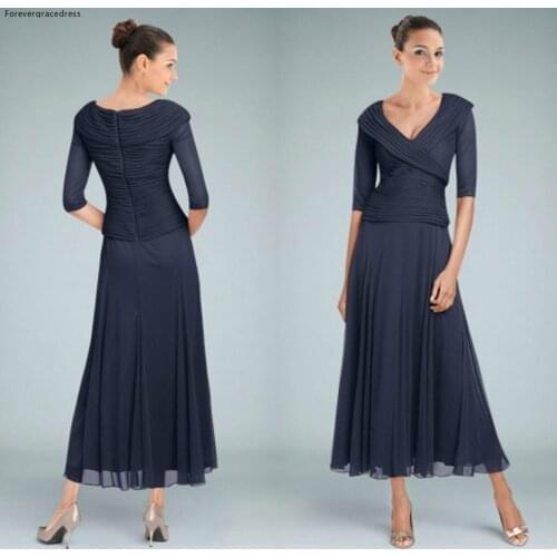Navy Blue Chiffon Mother Of The Bride Dresses Elegant High Quality Wedding Guest Party Gown