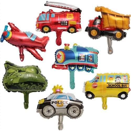 Car Theme Balloon Aluminum Film Ball Fire Train Balloon Boy Birthday Childrens Day Party Decoration Childrens Toys