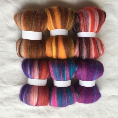 WFPFBEC 6colors Australia sheep 100% wool fiber needle felting wool for felt wool roving 10g/20g/50g/100g/color