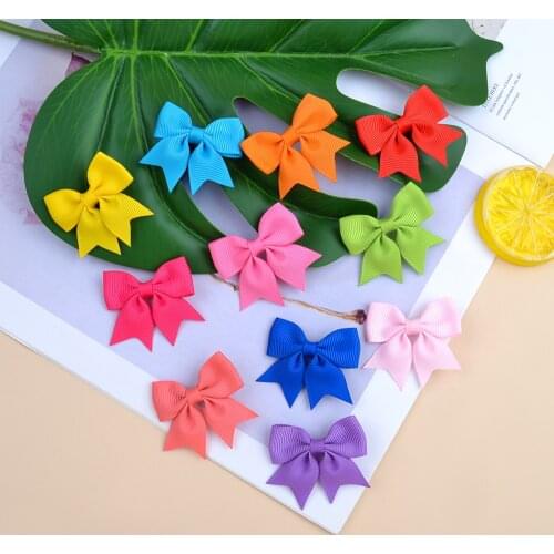 20colors 1piece Colorful Ribbon Hair Bows With Clip For Baby Girls Mini Cute Hairpins Barrettes Headwear Kids Hair Accessories