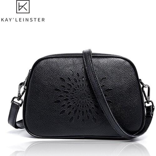 Genuine Leather Hollow Out Women Crossbody Bag Fashion Female Shoulder Bag Solid Zipper Small Bags for Women 2020 Ladies Handbag