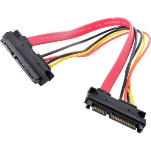 Zihan SATA III 3.0 7+15 22 Pin SATA Male to Female Data Power Extension Cable 30cm Red Color