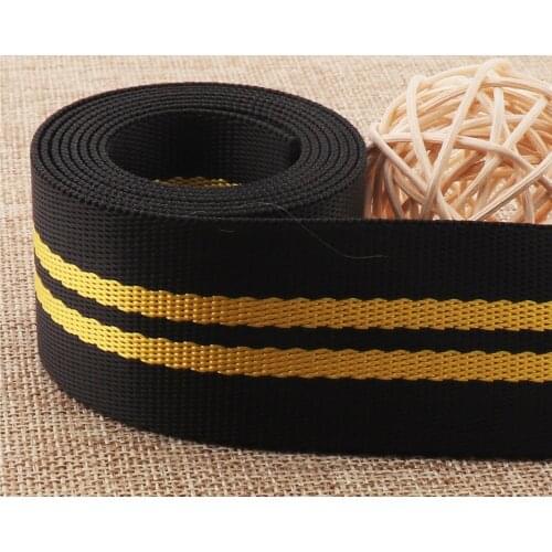 1 1/2" Black Yellow Striped Webbing Soft Smooth Purse Strap Belt Bag Purse Bag Straps 38mm Webbing Woven Handle