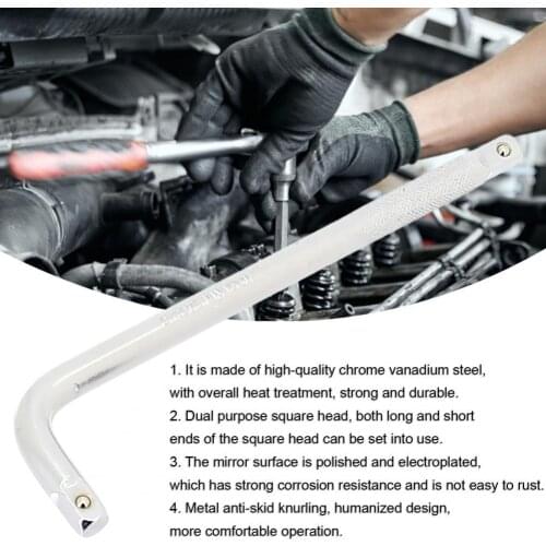 1/2inch 250mm Extension Bar Dual-purpose Square Head Hand Tools L-type Extension Rod L-Handle Socket Wrench for Repairing