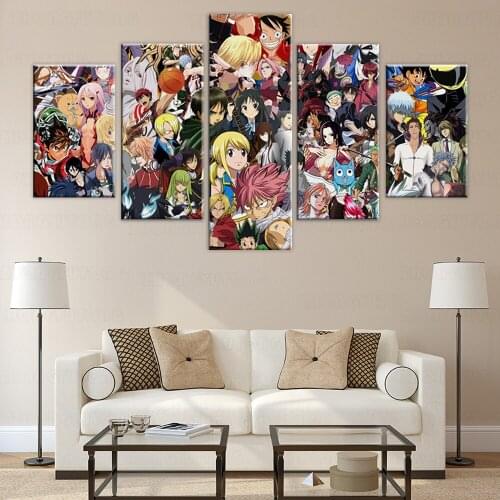 5 piece Japanese Anime Poster HD Printed Canvas Painting Fullmetal Alchemist Beelzebub Death Note Boy Room Decoration wall art