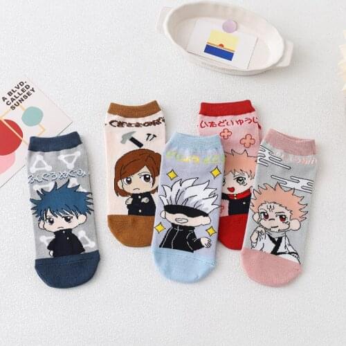 Anime Jujutsu Kaisen Sock Cosplay Itadori Yuji Kugisaki Nobara Gojo Satoru Cartoon Sneaker Ankle Floor Socks