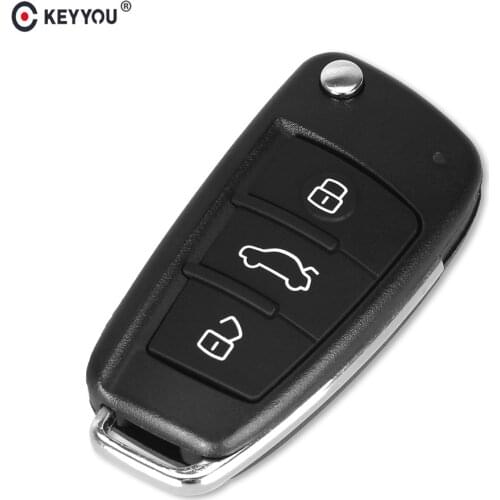 KEYYOU 10X 3 Button Flip Folding Remote Car Key Shell Keyless Entry Key Case For Audi A6L Q7 A2 A3 A4 A6 A6L A8 TT No Blade