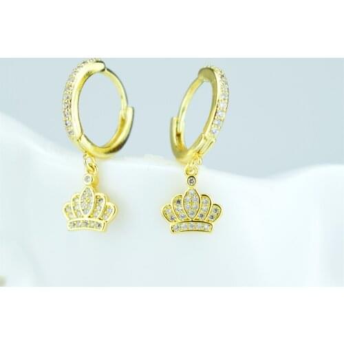 Zircon King Earrings New Luxury Zircon Crown Earrings Womens Wedding Engagement Earrings Wholesale Jewelry Earrings