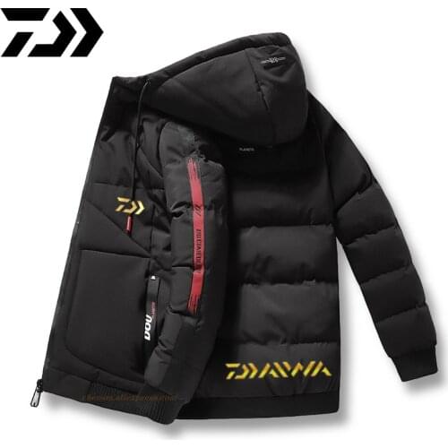 Daiwa 2020 Hooded Men Winter Jacket Men Hikking Coat Snow Parka Down Jacket Outerwear Thick Thermal Men Warm Fishing Coat M-4XL