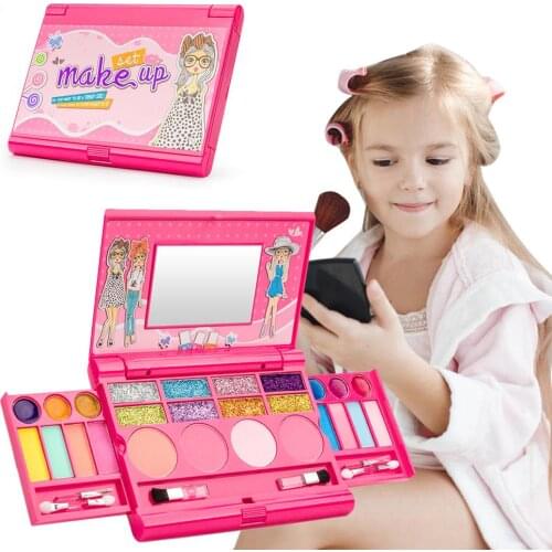 Kids Make Up Toy Set Princess Girls Cosmetics Play Set Palette Vanity With Mirror Washable And Non Toxic Makeup Kit For Kids