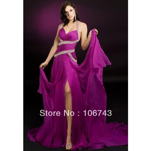 Free shipping Sexy purple maxi long Custom size vestidos formales crystal long prom alibaba bridesmaid dresses