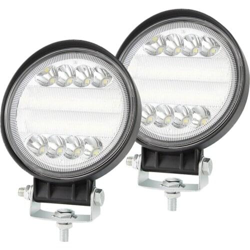 FEEDOPAL 2PCS 24LED Round Work Light Ultra-Thin Waterproof 72W Truck Auxiliary Light Motorcycle Modified Headlight