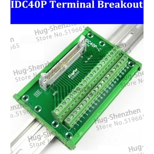 IDC40P IDC 40 Pin Male Connector to 40P Terminal Block Breakout Board Adapter PLC Relay Terminals DIN Rail Mounting--1pcs/lot