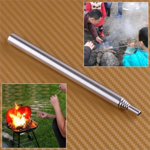 Stainless Steel Campfire Tool Pocket Bellows Builds Fire By Blasting Air Collapsible