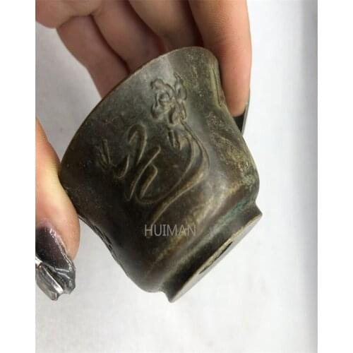 China Copper Statue Luck Wealth Dragon Bowl Metal Crafts Home Decoration