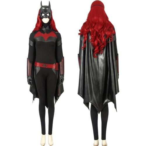 Halloween Party Bat Superheroine Cosplay Costume Kate Kane Role-playing Outfit For Adult Women Full Set With Mask And Wig