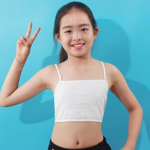 3Pc/Lot Kids Underwear 100% Cotton Girls Tank Top Candy Color Undershirt Girls Singlet Baby Camisole Bra Tops Sport