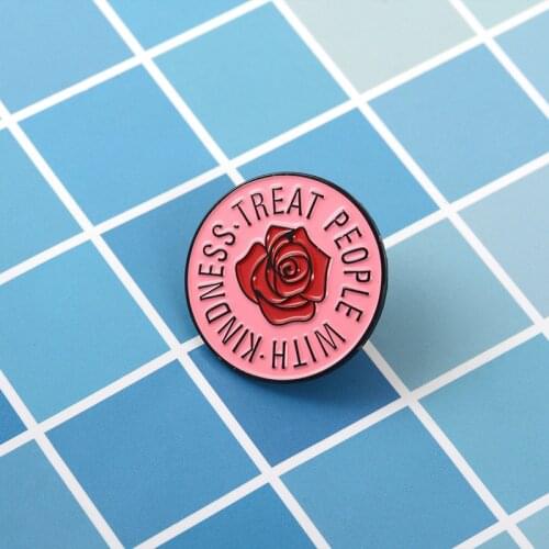 Cute Cartoon Rose Flower Brooch Cartoon Shirt Enamel Badges Pin Broches for Men Women Badge Pines Brooches Jewelry Accessories