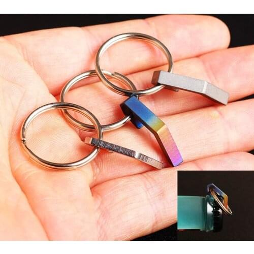 Mini Beer Bottle Opener with Keychain hard Titanium alloy outdoor camping Personal portable self-defense EDC Small Tool