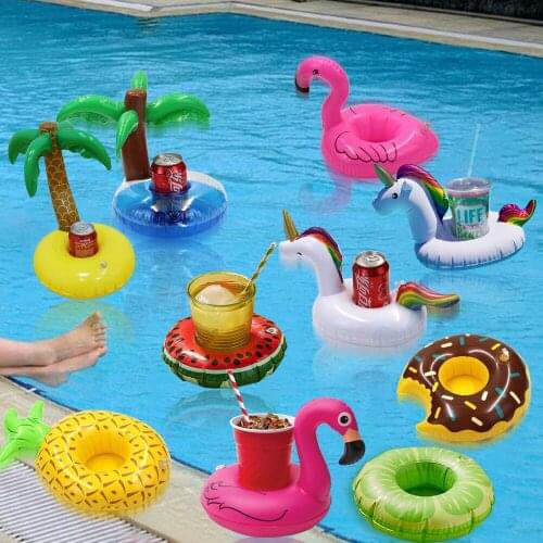 Mini Floating Cup Inflatable Flamingo Unicorn Drinks Cup Holder Outdoor Swimming Play Pool Floatation Toy Drink Holder