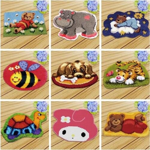Prajna Needlework Crochet Latch Hook Rug Kit Mat DIY Animal Series Unfinished Accessories Carpet Embroidery Handmade Room Floor