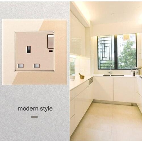 Wall Light Push Button Switch 146 Type 13A with USB UK Socket Tempered Glass Panel 1-4 Gang 1 Way 2 Way Push Start Button