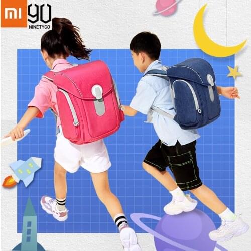 New Xiaomi 90FUN Upgrade Children Lighten Backpack 6-12 years old Boys Girls Big Capacity Luminous Strips Waterproof School Bag
