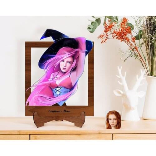 Personalized Women 'S Witch Caricature Of Wooden STANDING 3D Biblo-4