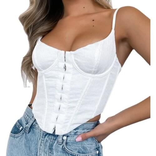 Sexy Padded Corset Summer Crop Top Women Boning Bustier Backless Padded Camis Camisole Tops Low Cut Cropped Streetwear