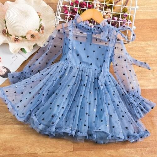 Little Girl Princess Dresses Summer Polka Dots Tulle Tutu Dresses For Girls 3 4 5 6 8 Years Clothes Party Wear Baby