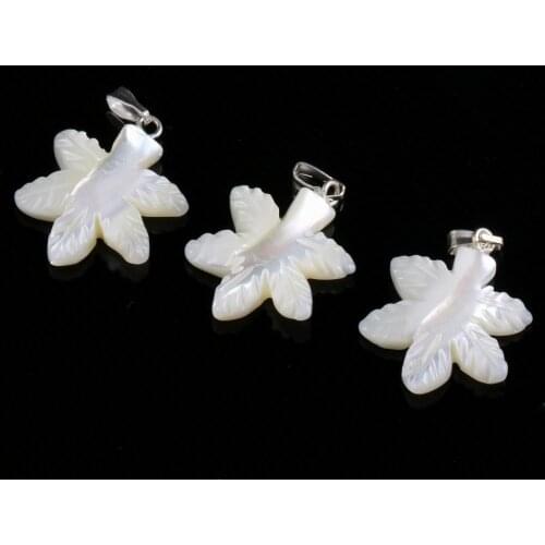 Natural white shell Flower shape Pendant Exquisite charms for Jewelry Making DIY earring Necklaces Accessories size 17*26 mm