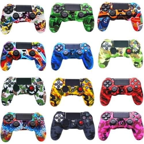 Silicone Skin Protective Cover For SONY Playstation 4 PS4 Controller Cases Camo Protection for PS 4 Gamepad Protective case cap