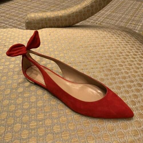 2020 Spring Flock Pumps Women Pointed Toe Side Hollow-Outs Rabbit Ear Bowtied Women Shoes Fashion Ladies Shoes zapatos de mujer