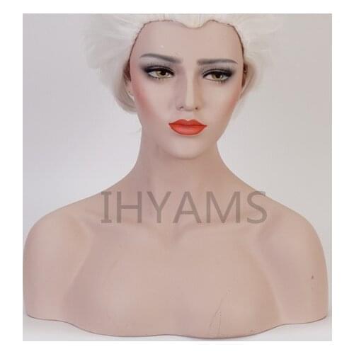 Ursula Cosplay Wig The little Mermaid White Short Synthetic Hair for Adult + Wig Cap